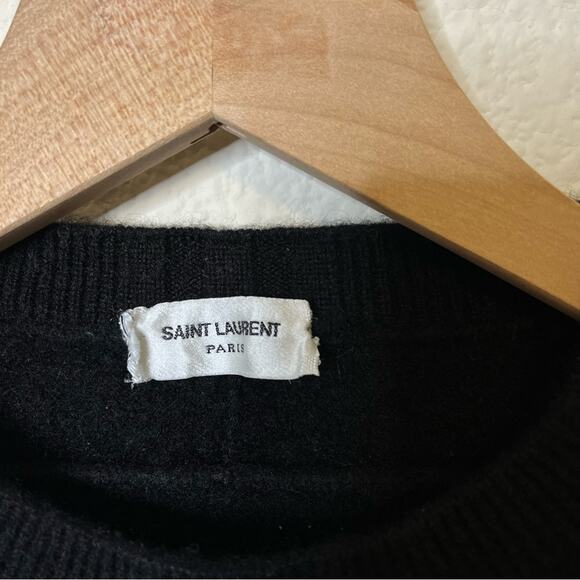 Saint Laurent Black Cashmere Pullover Sweater Ribbed Trim Womens Size XXS - Picture 5 of 11